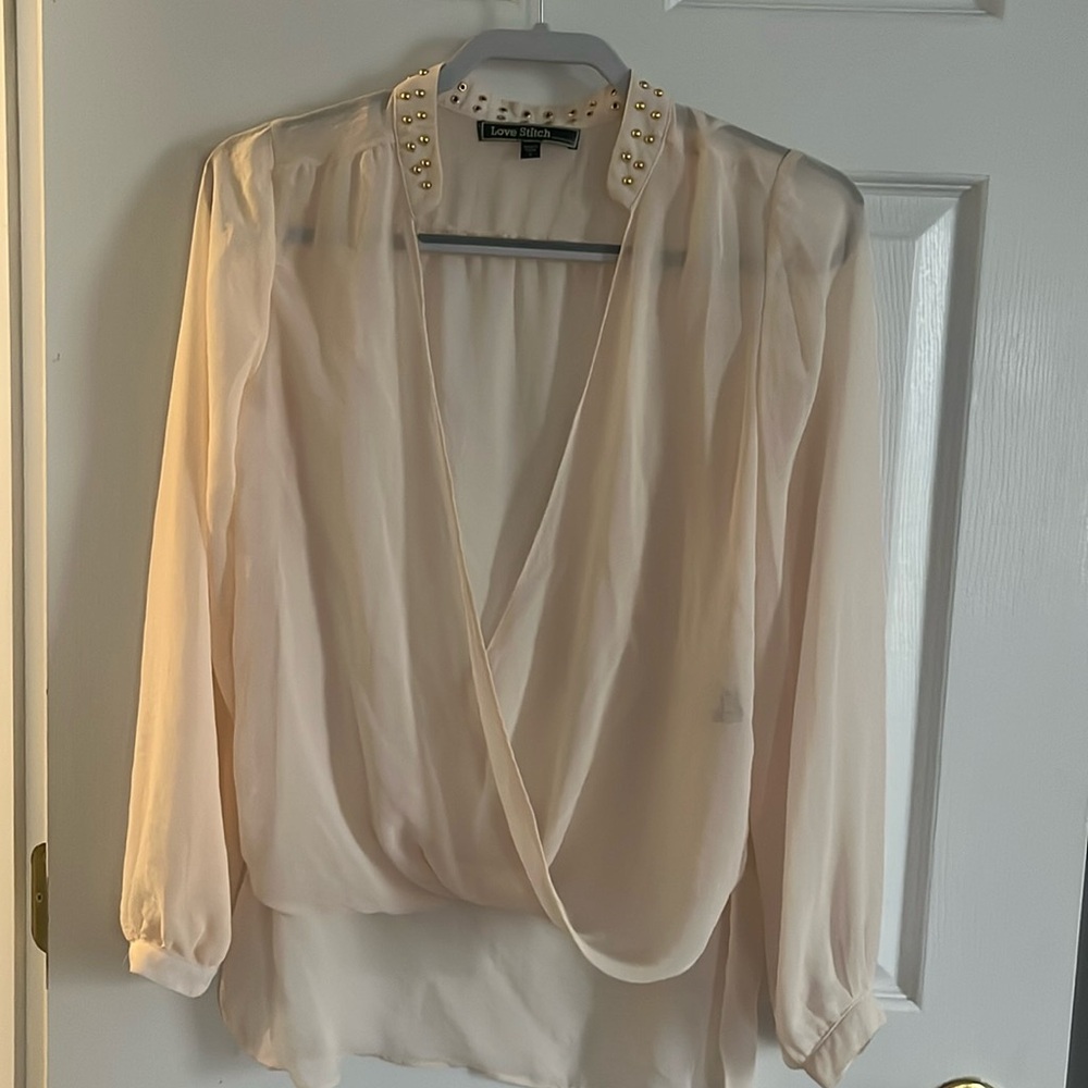 LOVE STITCH SHEER BLOUSE NWOT